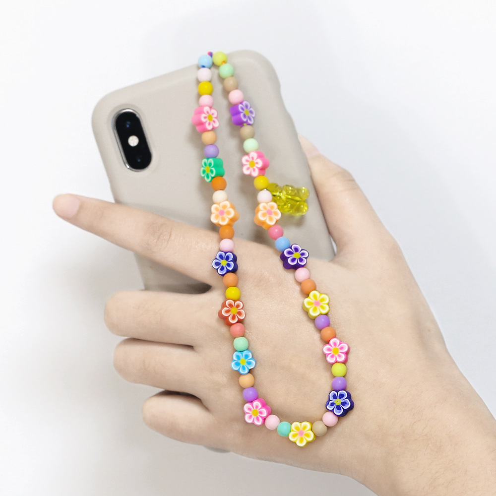 Beaded phone charm wrist strap