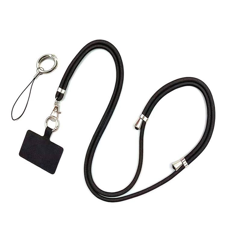 Crossbody phone lanyard worn over the shoulder