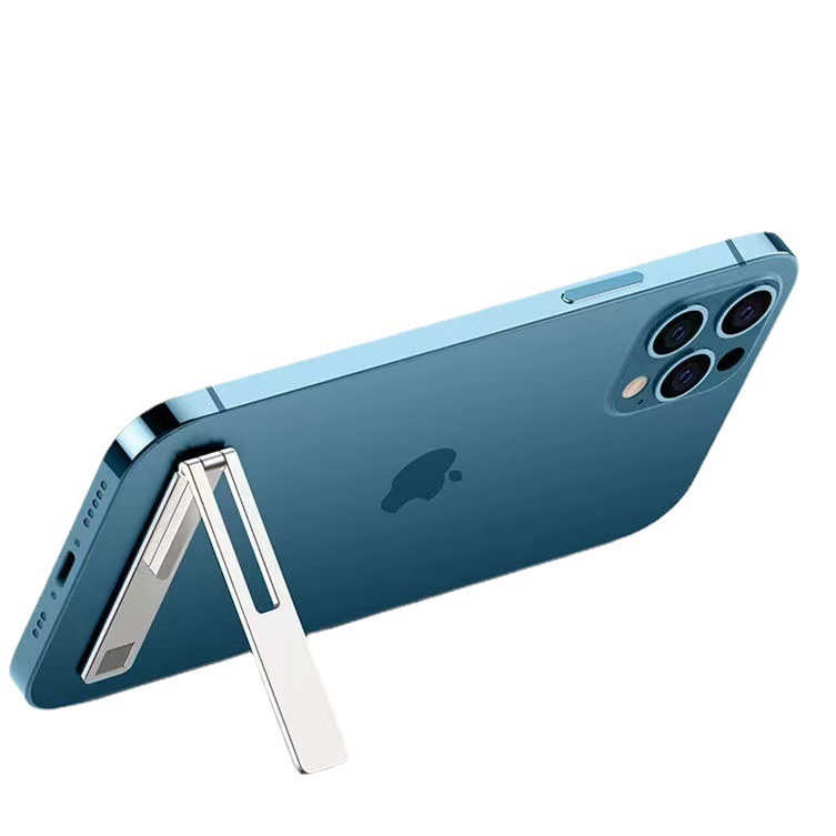 Invisible kickstand propping a phone in landscape
